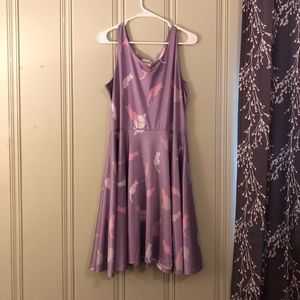 CowCow Purple Space Cat Skater Dress Plus 2X